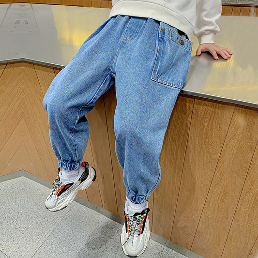 Drenge Store Lommejeans Store Børne Efterårs Casual Bukser Børne Forårs- Og Efterårsbukser