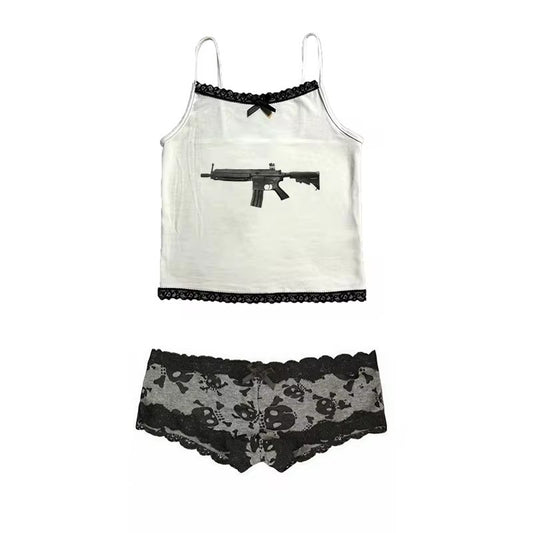 Solid Color Spaghetti Strap Bow Suspenders Top