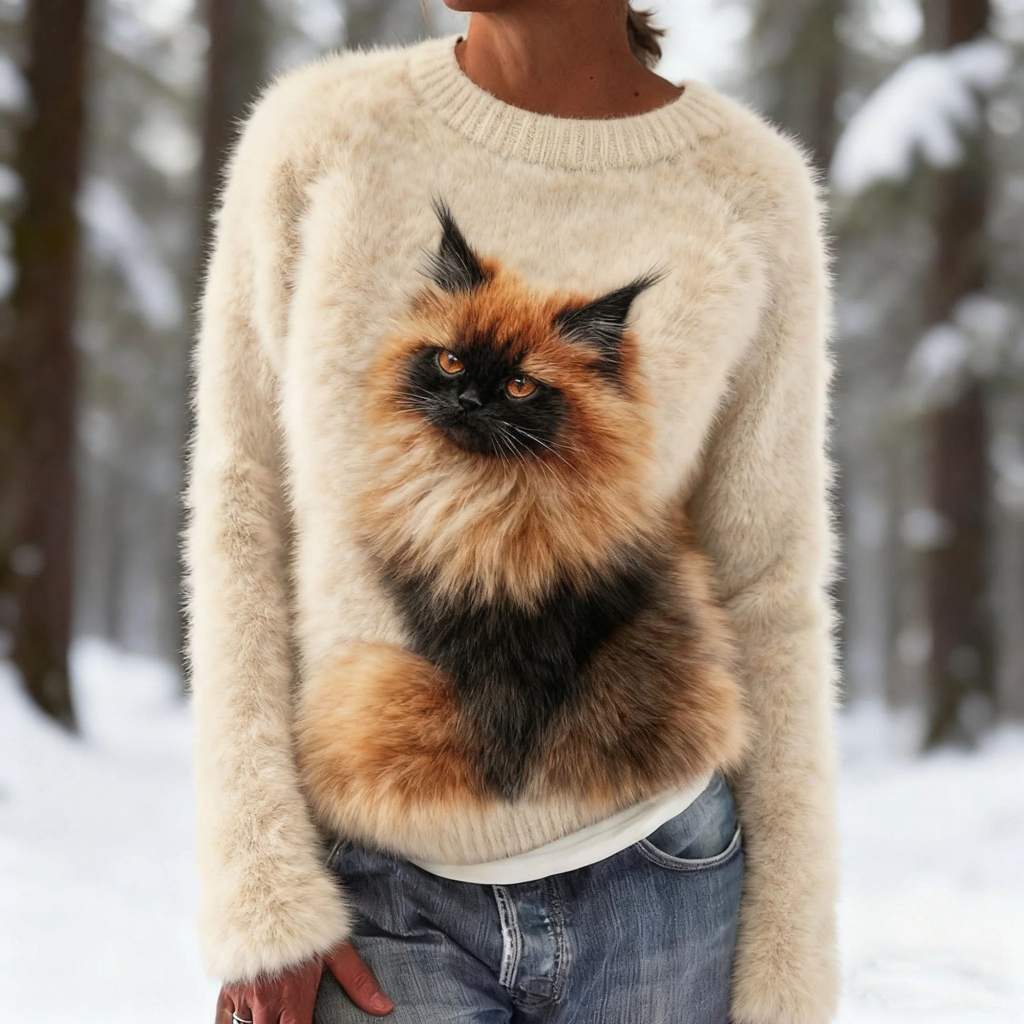 Womens Printed Christmas Flannel Hoodie Top