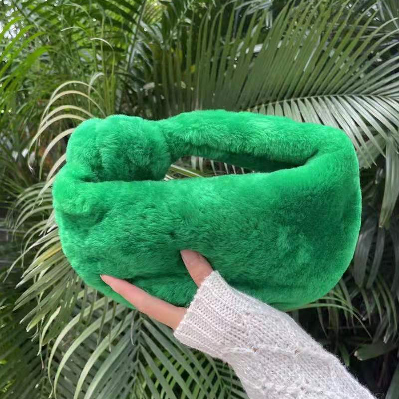 Ladies Hand Lamb Wool Knotted Cloud Bag