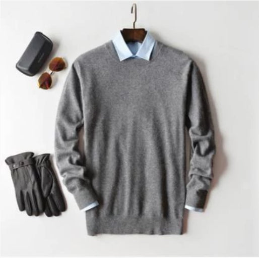 Cashmere Sweater Men's Cashmere V-neck Bottoming Shirt Round Neck Sweetheart Neckline