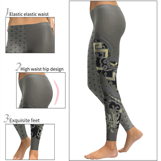European And American Thin Leggings Women Wear Digital Printed Trousers