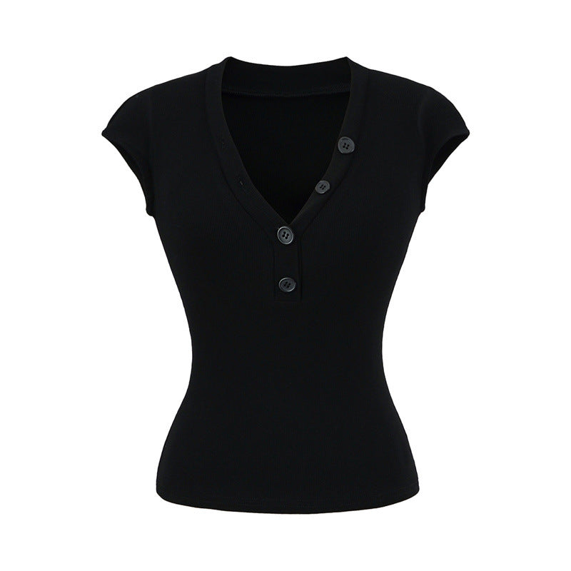 Fashionable Cool V-neck Slimming Short Sleeve T-shirt