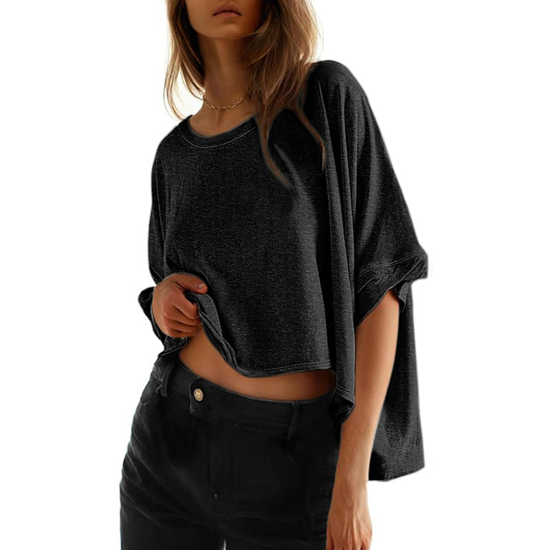 Kvinders Oversized Batwing-ærmet Snoet Kortærmet T-shirt