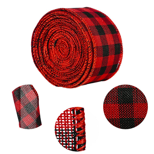 Christmas Black And White Red Lattice Decoration Ribbon