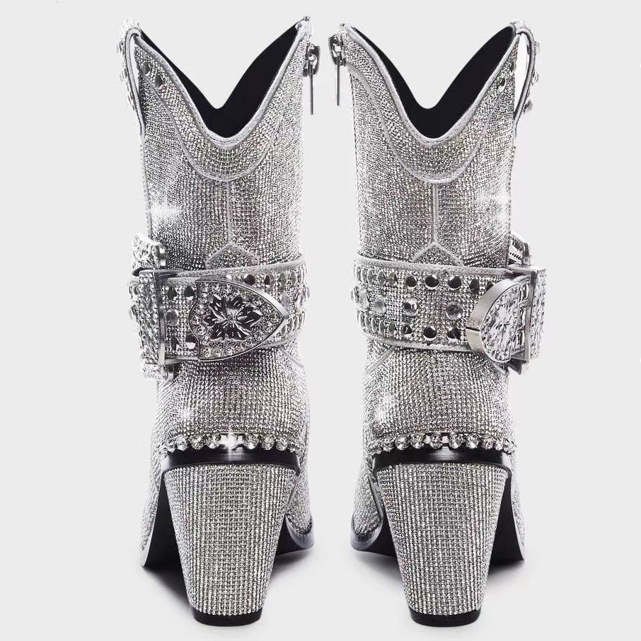 Women's Fashionable Chunky Heel Catwalk Fashion Boots
