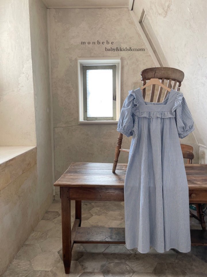 Summer Western-style Plaid Puff Sleeves Children's Parent-child Clothes