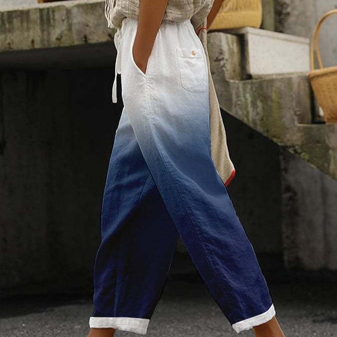 Temperament Leisure 3D Digital Printing Drawstring Trousers