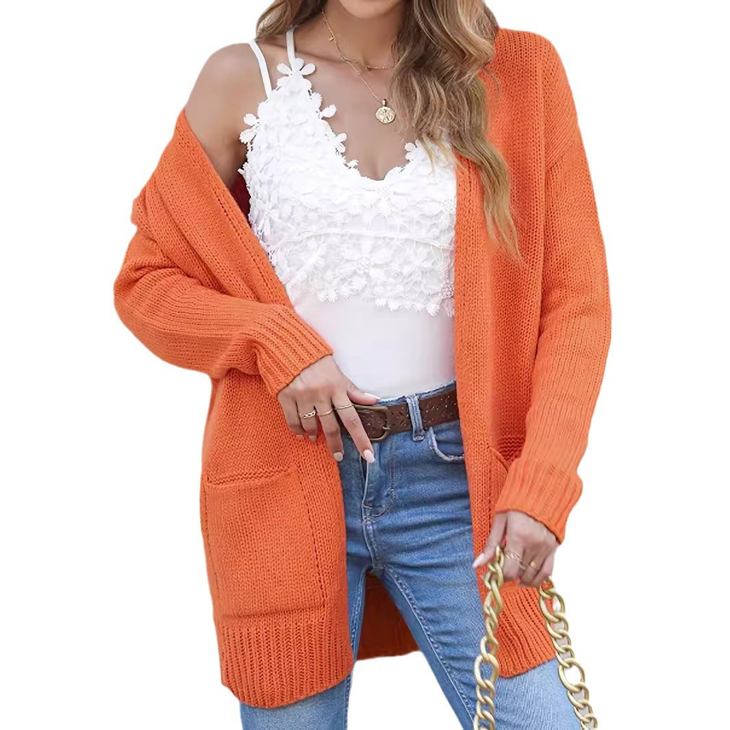 Sweater Women's Knitted Long-sleeved Coat Mid-length