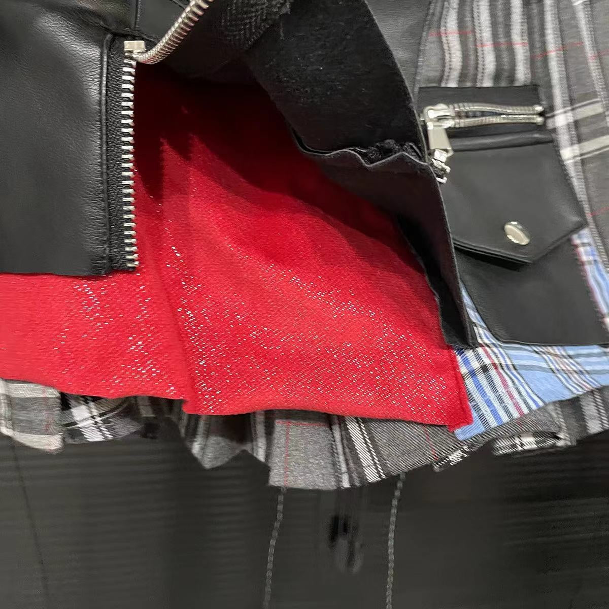Modern Punk Niche Pleated Stitching Design Skirt