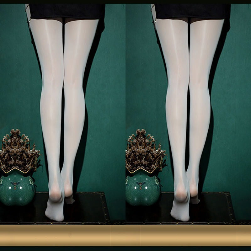 Black Sexy Oily Stockings Women's Summer Ultra-thin Pearl Shiny Gold Crotch Bottoming Panty Socks Net Red Tide