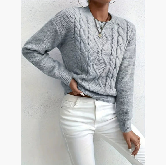 Women's Fashion Round Neck Pullover Knitted Sweater