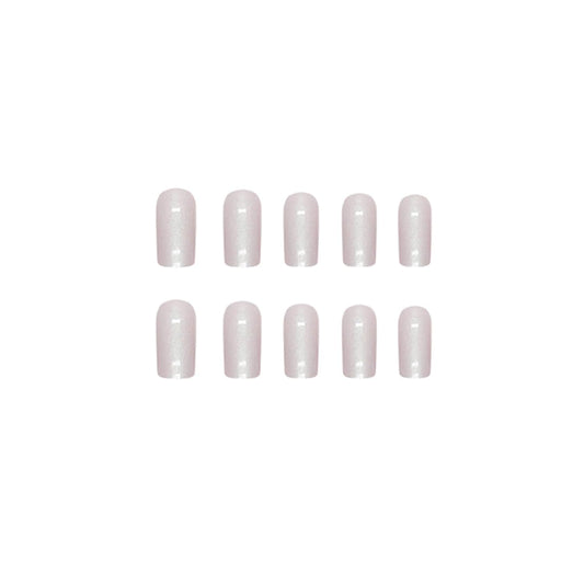 Press on Nails Medium Square Chrome Acrylic Glossy Glue on Artificial Squoval Aurora Pearl Flash Stick on False Nails with Design 24 Pcs