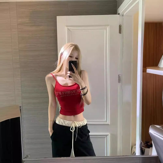 New Womens Niche-design Korean-style Spicy Chic Slim-fit Sleeveless Top