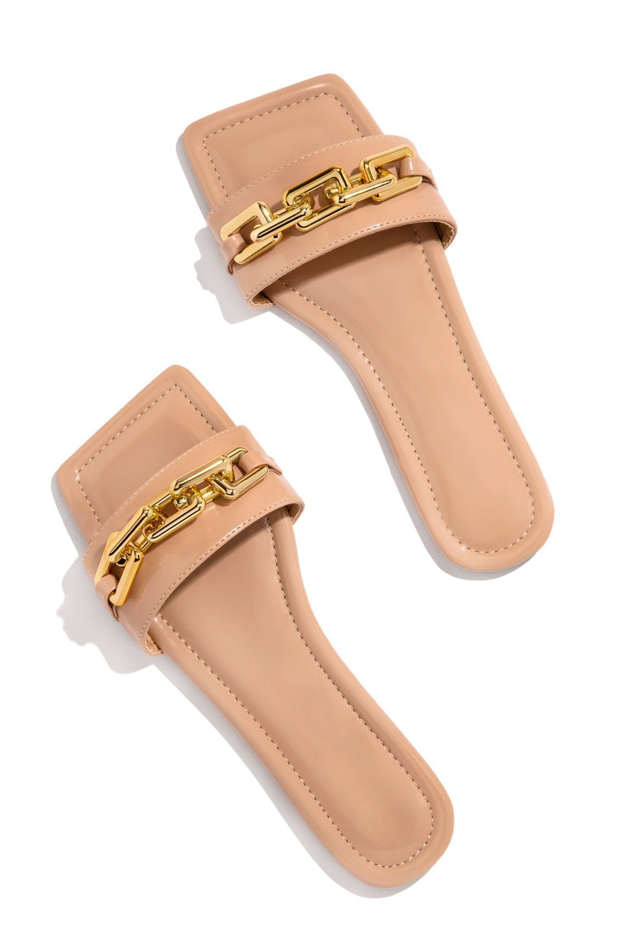 New Large Size Chain Decoration Female Flat Shoes Women's Slippers