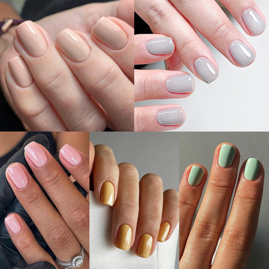 Classic Solid Color Fake Nails Color Short Square