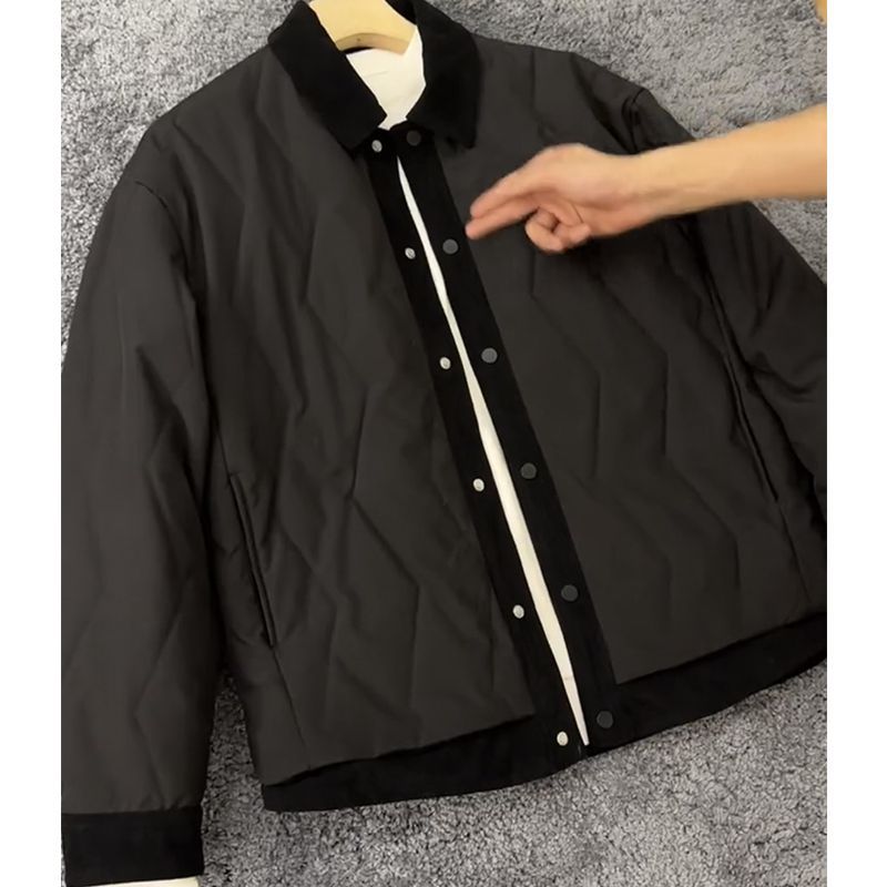 Men's Winter Lapel Color Matching Casual Cotton-padded Coat