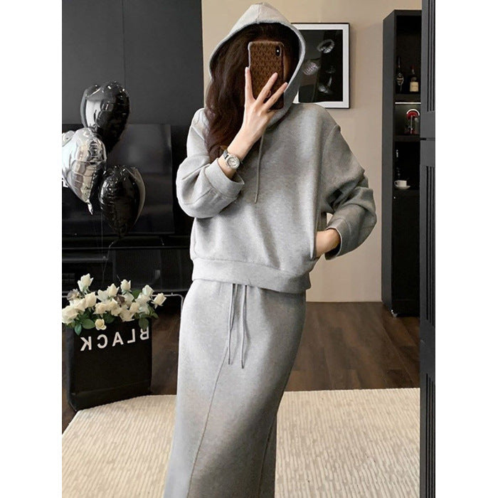 Women's Fashion Skirt Sweatshirt Set