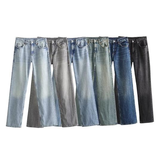 Autumn And Winter Jeans High Waist Straight Pants Women's Wide-leg Pants
