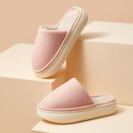 Multicolor Cotton Slippers Solid Color Simple Thick Sole