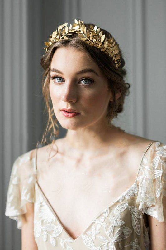European And American Metal Leaf Headband Baroque Leaves