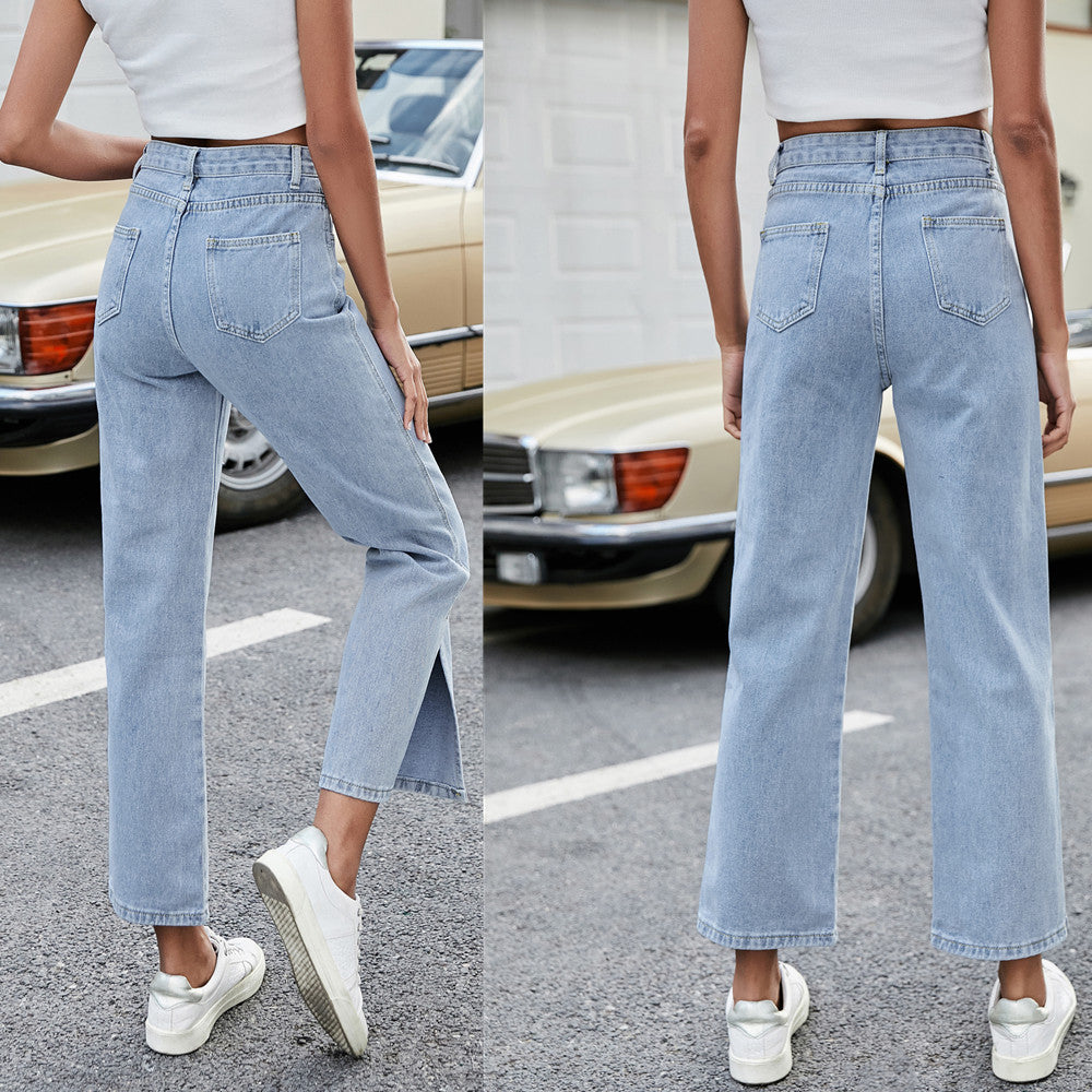 Casual Side Slit All-match Jeans