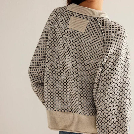 Efterår og vinter ny jacquard rundhalset sweater