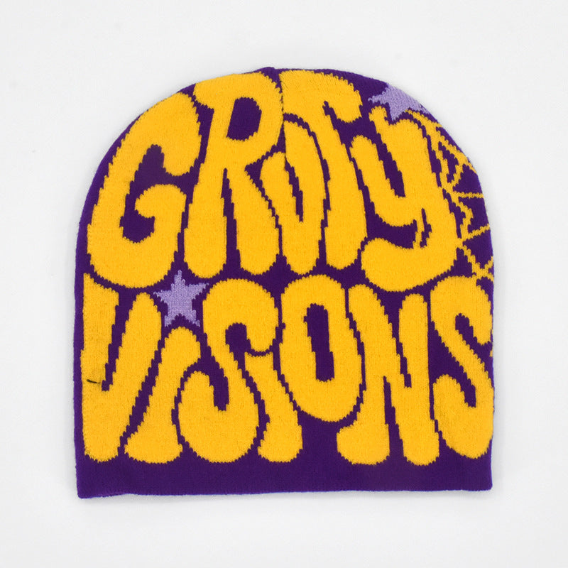 Knitted Jacquard Hat Hip Hop Letters Street Trend
