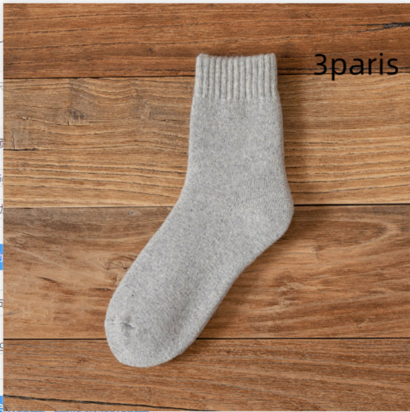 Men's Winter Cold-resistant Thickened Warm Wool Socks Solid Color Middle Tube