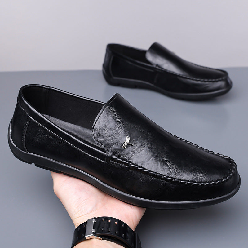 Mens Casual Breathable Leather Slip-on Shoes With A Soft Sole