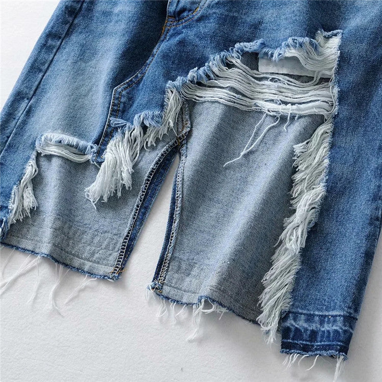 Women's Irregular Raw Edge Denim Skirt