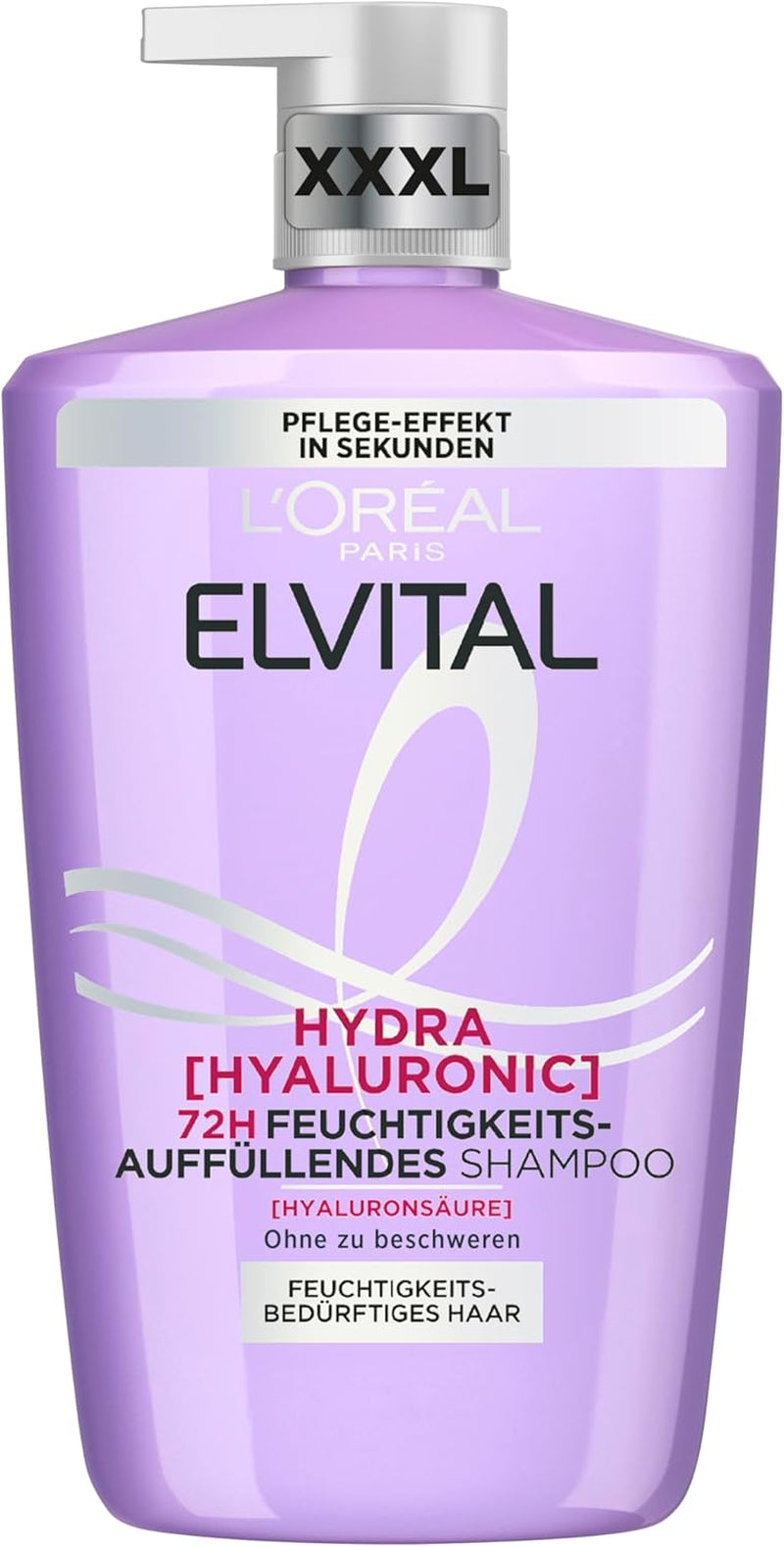 L'Oréal Paris Champú Hidratante Elvital Para Cabello Brillante Y Saludable, Con Ácido Hialurónico Para Un Impulso Hidratante, Hydra Hyaluronic, 400 Ml