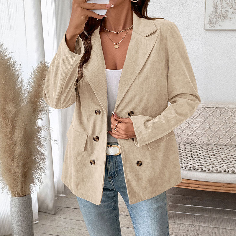European And American Autumn And Winter Women's Solid Color Corduroy Suit Jacket Women