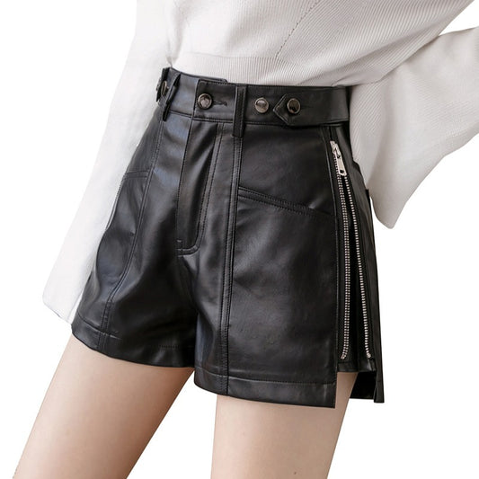 Korean Style Slim Fit All-match Stylish Leather Shorts