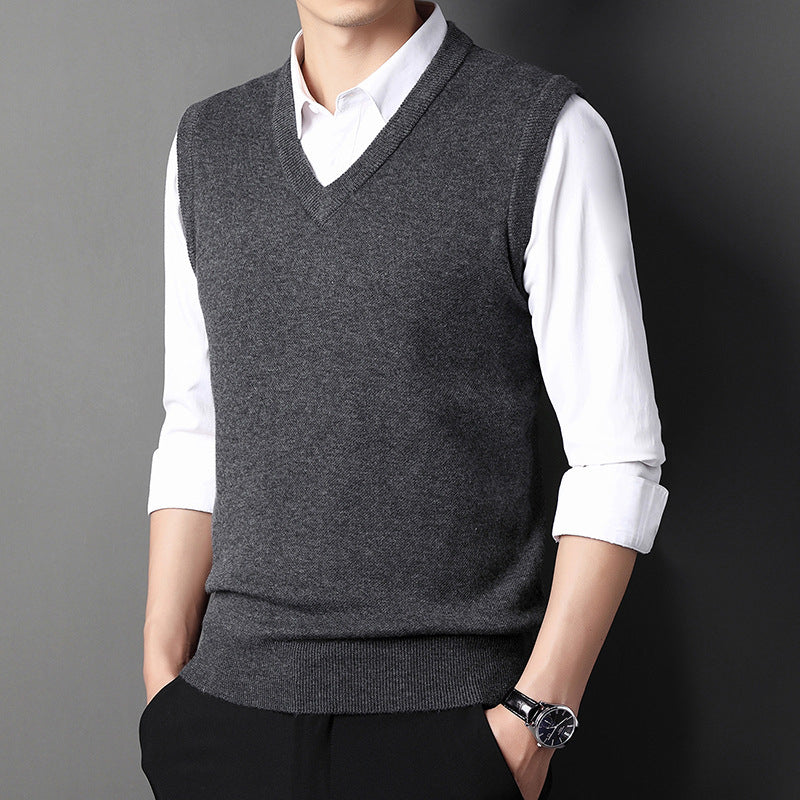 Men's V-Neck Sweater Vest Vest Sleeveless Knit Sweater