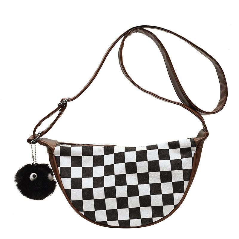 Checkerboard Black And White Houndstooth Personality Daily Commuter Female Bag