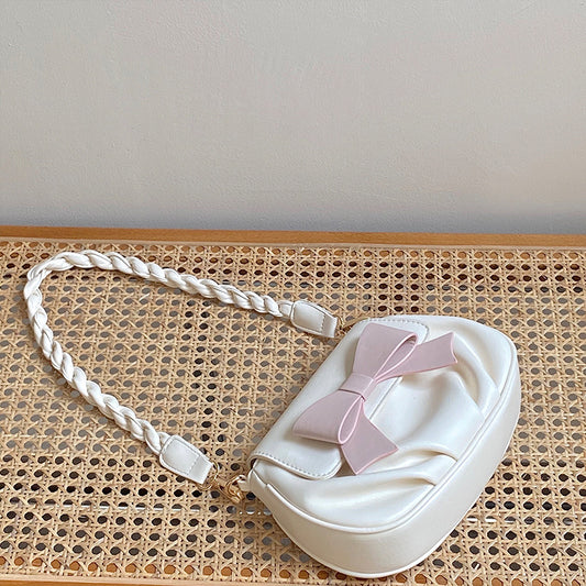 Women's Bow Pleated Shoulder Messenger Bag