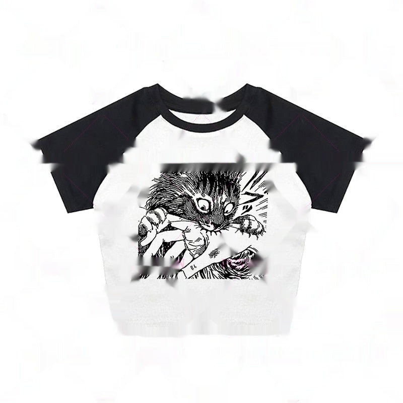 Versatile Womens Top With A Cat Print