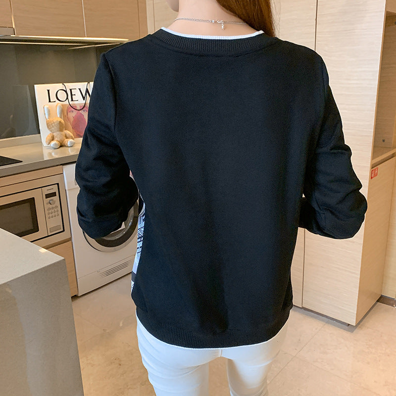 Patchworktrøje med print Langærmet pullover
