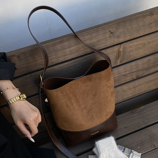 Women's Fashionable Suede Bucket Bag