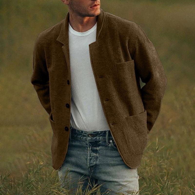 Men's Youthful Foreign Trade Solid-Color Trendy Fashion Wool Jacket
