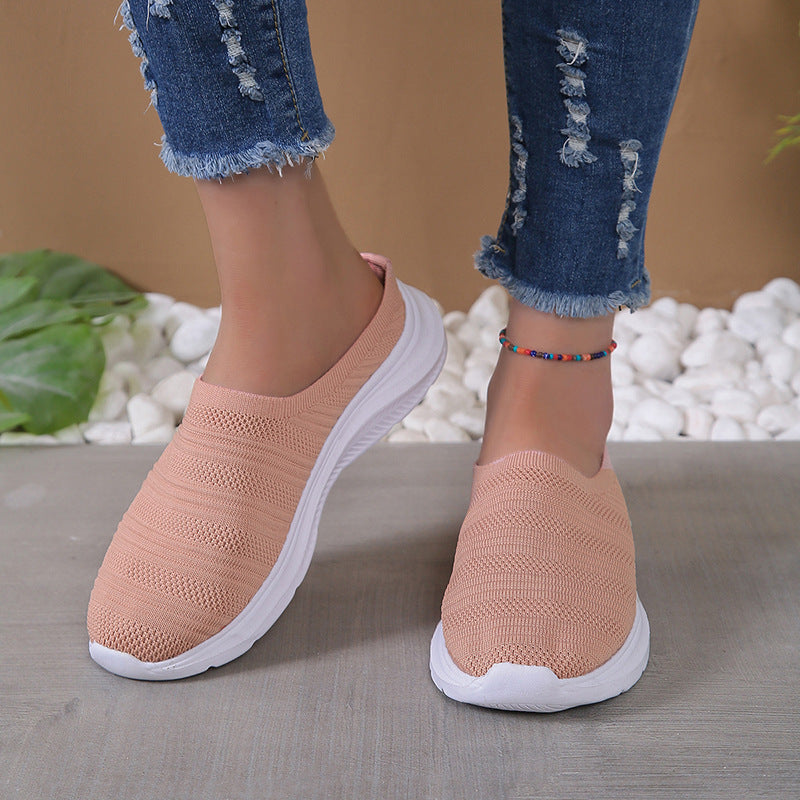 Mesh Breathable Flying Woven Women's Shoes Slip-on