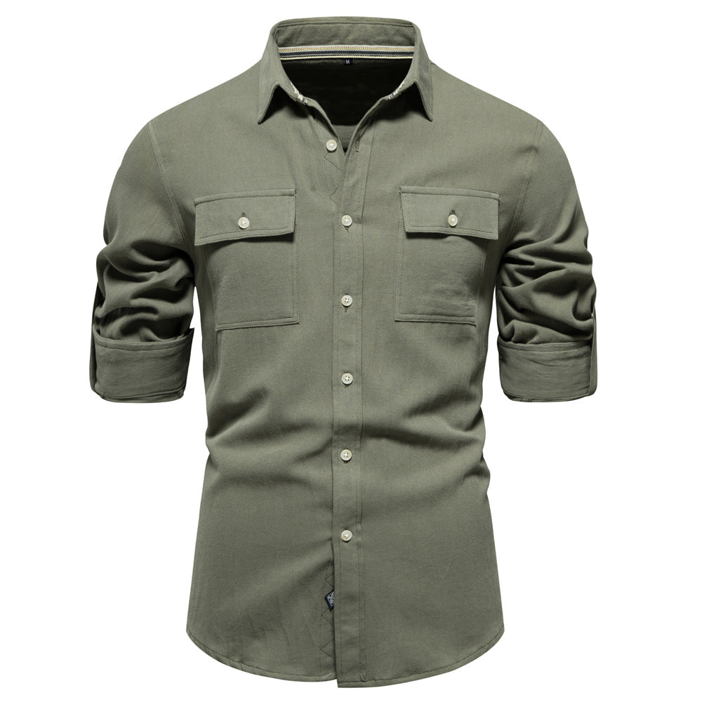 Business Pure Color European Size Long Sleeve Shirt