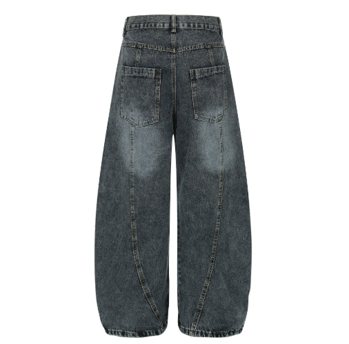 Women's Worn Looking Washed Out Wide Leg Jeans