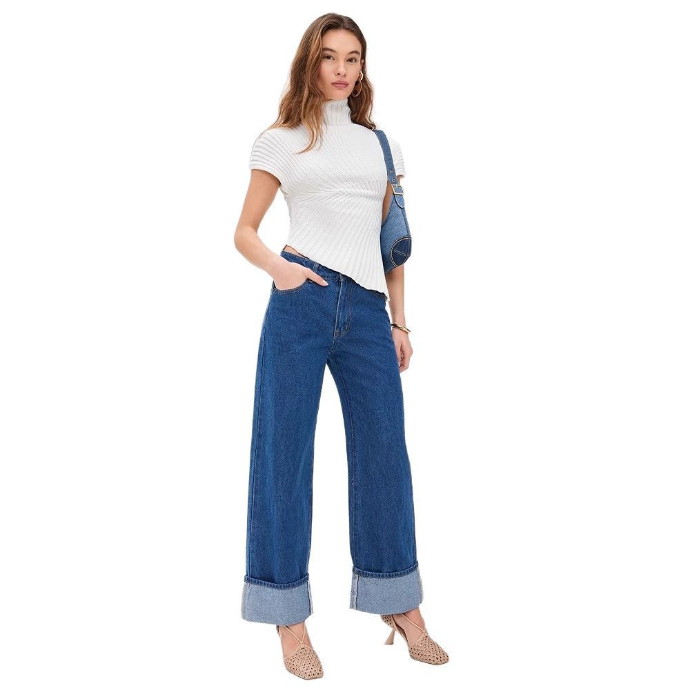 Fashion Irregular Stand Collar Solid Color Sweater For Women