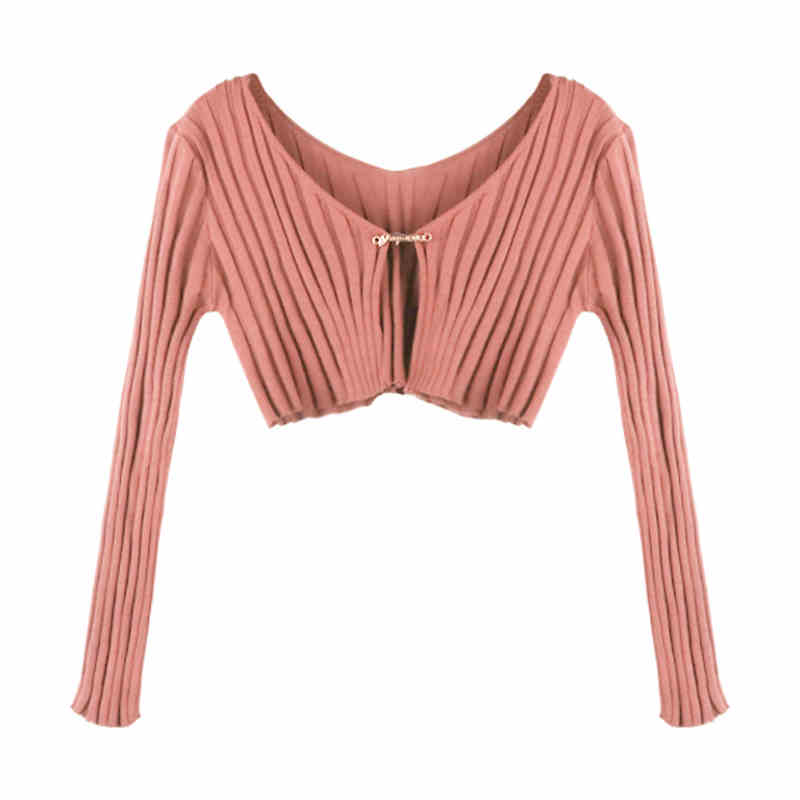 Deep V-neck Low Cut Cardigan Top Ultra-short Shawl