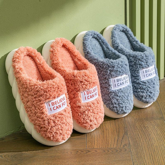 Men's And Women's Indoor Fleece Warm Soft Bottom Slippers