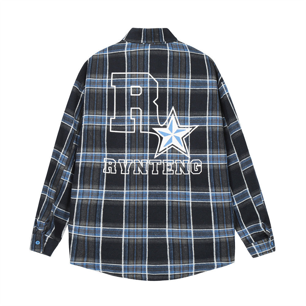 Letter Five-pointed Star Printed Loose Casual Shirt Coat