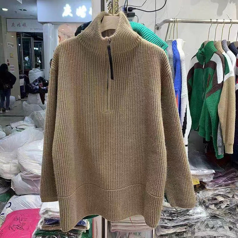 Pullover Thickened Stand Collar Sweater Coat For Women Loose Slimming