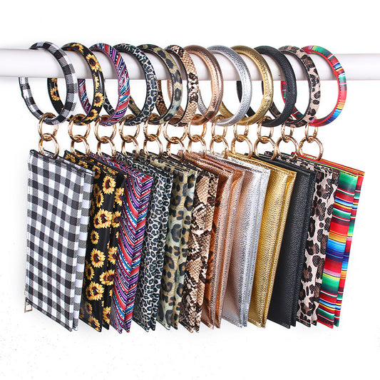 Leopard Leather Tassel Double Layer Jewelry Bag